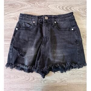 ABound Womens Jean Shorts High Rise Gray Denim Frayed Raw Hem Grunge Size 25